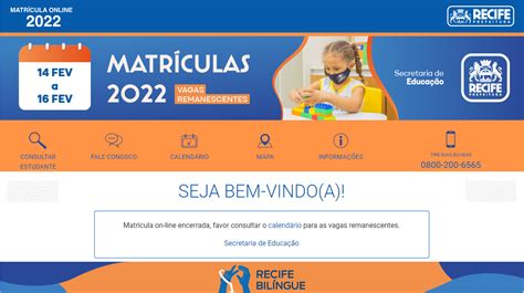 matrícula online recife 2023